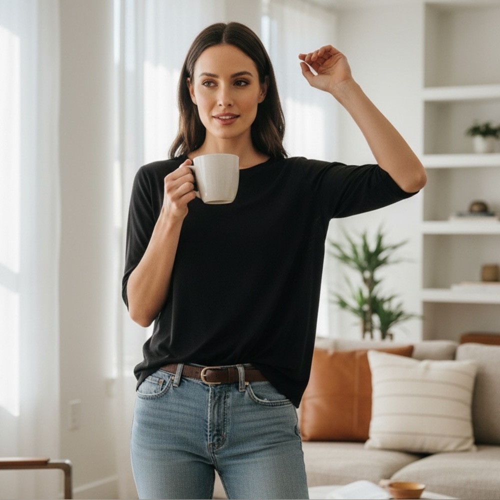 Who What Wear black short-sleeve top
